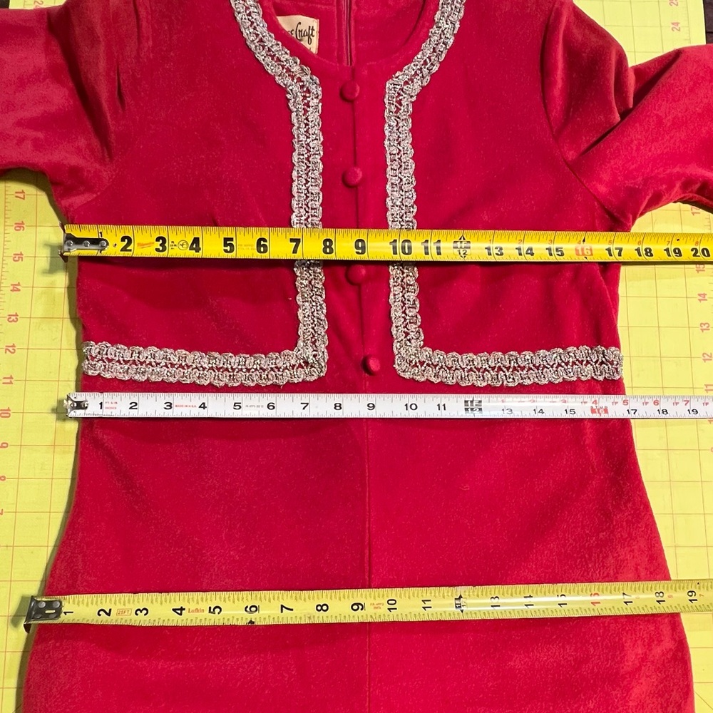 VINTAGE MCM union suit jumpsuit romper‎ wide leg pants red tinsel button front - Picture 13 of 15